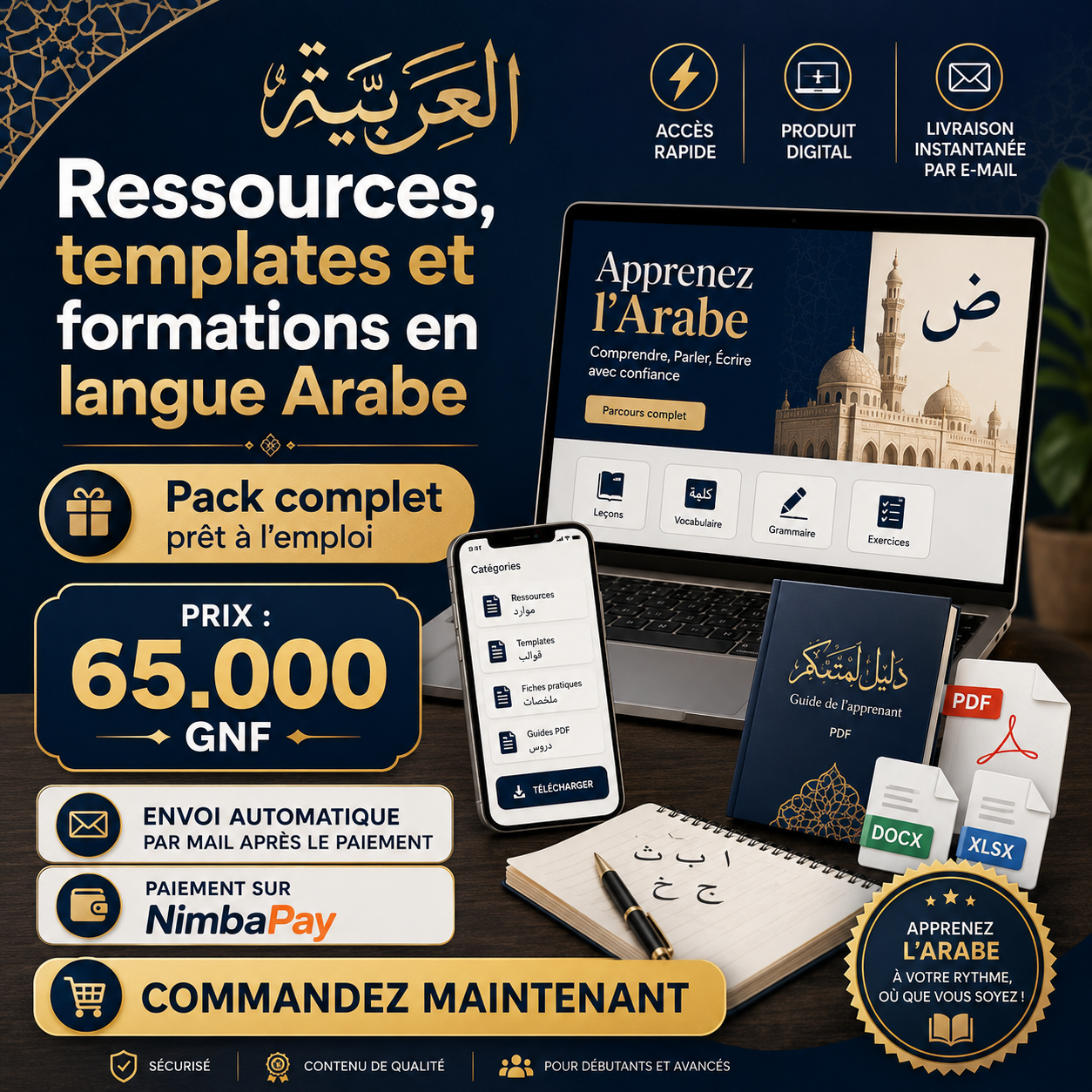 Pack complet de ressources, templates et formations en langue Arabe